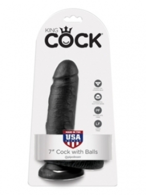 King Cock - With Balls 17.80 cm. (7.00 inch) - Black
