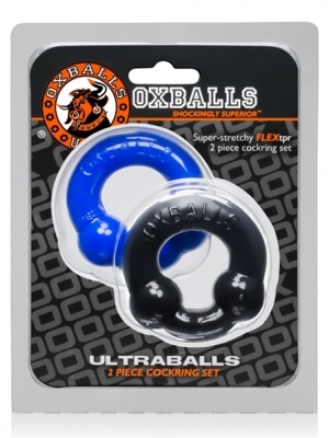 OXBALLS [TPR] Ultraballs 2-Pack Cockring Black + Police Blue