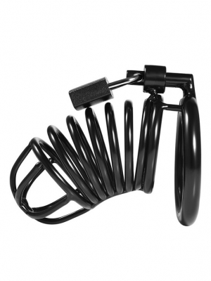 Stainless Steel Black Spiral Chastity Cage - Black