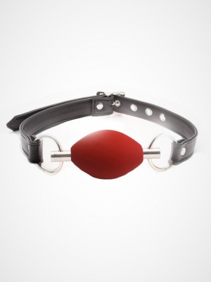 BLACK LABEL Oval Ball Gag - Red Silicone Ø 42.5 mm.